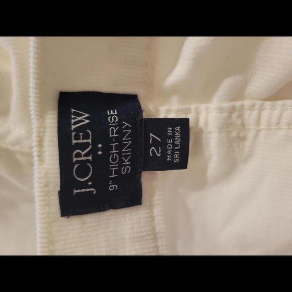 J Crew 27 white corduroy 9" high rise skinny pants - Picture 3 of 4